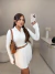 Blusa cacharrel tricot premium com zíper e manga de dedinho - off white na internet
