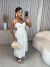 Vestido no tricoline com busto drapeado - off white - loja online