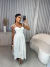 Vestido no tricoline com busto drapeado - off white