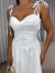 Vestido no tricoline com busto drapeado - off white - comprar online