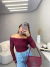 Cropped tule ombro a ombro - cherry - buy online