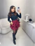 Saia xadrez com babados - vermelho - buy online