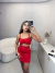 Cropped de alcinha com botões encapados - vermelho na internet