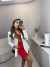 Cropped de alcinha com botões encapados - vermelho - Amor de Peça - Looks Femininos Estilosos, Loja de Roupa Feminina Online