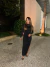 Vestido franzido manga longa - preto - comprar online