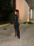Vestido franzido manga longa - preto