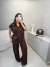Conjunto de calça e max colete com botões frontal em tricot premium - marrom café - loja online