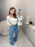 Imagem do Calça jeans wide leg 100% algodão lavagem média