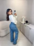 Calça jeans wide leg 100% algodão lavagem média - loja online