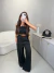 Conjunto de cropped corda e calça em alfaiataria premium - preto - Amor de Peça - Looks Femininos Estilosos, Loja de Roupa Feminina Online