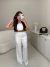 Conjunto de cropped corda e calça em alfaiataria premium - off white - loja online