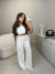 Conjunto de cropped corda e calça em alfaiataria premium - off white - comprar online