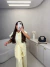 Conjunto alfaiataria marrant calça e blusa com botões amarração - amarelo - loja online