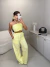 Conjunto de cropped corda e calça em alfaiataria premium - amarelo lima - comprar online
