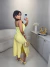 Imagem do Vestido midi cetim com fenda lateral - amarelo