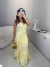 Vestido longo com bordados no linho - amarelo manteiga - loja online