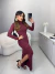 Vestido franzido manga longa - bordô na internet