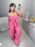 Conjunto de túnica e calça pantalona no viscolinho - rosa - loja online