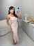 Vestido midi cetim com fenda lateral - rosê - comprar online