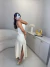 Vestido midi cetim com fenda lateral - creme na internet