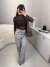 Calça jeans wide leg 100% algodão - cinza - buy online