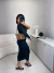 Vestido midi franzido nula manga longa - preto na internet