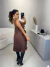 Blusa bata boho em malha com amarração frontal - nude - loja online