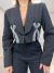 Blazer em alfaiataria com aplicação pedraria luxo - preto