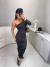 Vestido midi franzido nula manga longa - marrom - comprar online