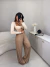 Body manga longa com amarração frontal - nude - online store