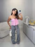 Blusa com babados frontais no crepe premium e amarração - rosa on internet