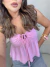 Blusa com babados frontais no crepe premium e amarração - rosa - Amor de Peça - Looks Femininos Estilosos, Loja de Roupa Feminina Online