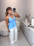 Blusa bata com babados e amarração no pescoço - azul - Amor de Peça - Looks Femininos Estilosos, Loja de Roupa Feminina Online