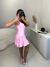 Vestido insp zara em alfaiataria com plissado na barra - rosa na internet