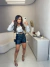 Short de couro premium com cinto bordado - preto na internet