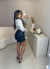 Short de couro premium com cinto bordado - preto - comprar online
