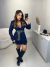 Vestido fluido manga longa radiance - azul marinho - buy online