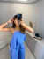 Conjunto alfaiataria calça e blusa bata assimétrica - azul - loja online