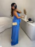 Conjunto alfaiataria calça e blusa bata assimétrica - azul - Amor de Peça - Looks Femininos Estilosos, Loja de Roupa Feminina Online