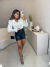 Imagem do Short de couro premium com cinto bordado - preto