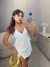 Blusa com babados frontais no crepe premium e amarração - off white na internet