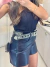 Short de couro premium com cinto bordado - preto