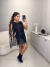 Cropped de franja com aplicações de brilhos - preto