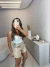 Short de couro premium com cinto bordado - nude - buy online