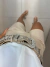 Short de couro premium com cinto bordado - nude