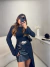 Blusa túnica manga longa com fenda - preto