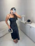 Vestido midi cetim com fenda lateral - preto na internet