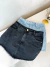 Short saia jeans barra desfiado - preto vintage on internet