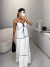 Vestido longo fluido com camadas e amarração no busto - off white - comprar online