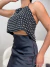 Cropped com aplicação de strass costas nua - preto - comprar online